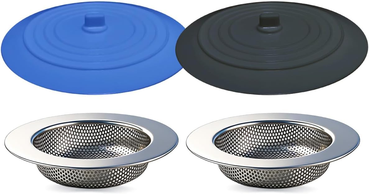 Seatery 2PCS Kitchen Sink Strainers, Sink Drain Filter, Sink Basket Strainer, 4.5 Inch Stainless Steel Sink Drain Strainer, Food Scraps Catcher for Kitchen