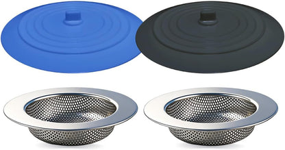 Seatery 2PCS Kitchen Sink Strainers, Sink Drain Filter, Sink Basket Strainer, 4.5 Inch Stainless Steel Sink Drain Strainer, Food Scraps Catcher for Kitchen