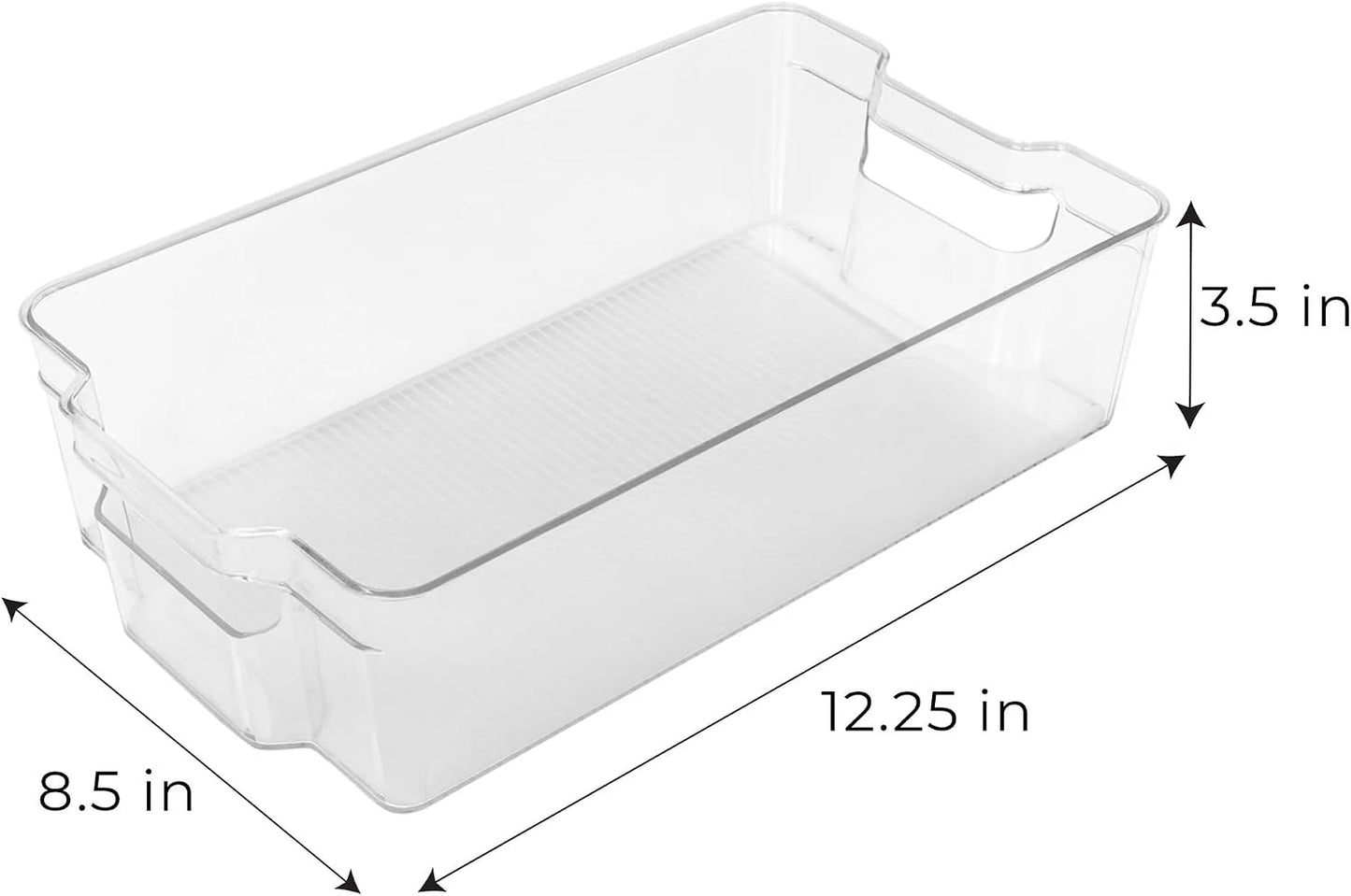 Stackable Refrigerator Bins 5-Piece Set, Clear Space Saving Organizer Bins with Handles, BPA-Free for Fridge & Freezer (Assorted Sizes)