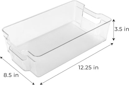 Stackable Refrigerator Bins 5-Piece Set, Clear Space Saving Organizer Bins with Handles, BPA-Free for Fridge & Freezer (Assorted Sizes)