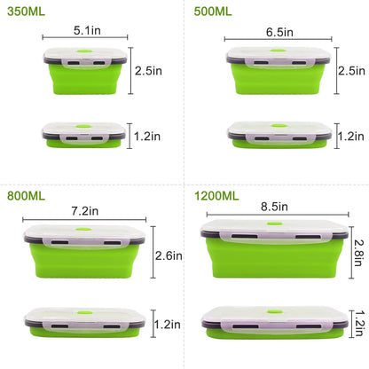 Guyuyii 4 Pack Space-Saving Collapsible Food Storage Containers with Lids | 12/17/27/40 oz Food-Grade Silicone Set for RV, Camping, Meal Prep, Small Kitchens - Microwave/Freezer/Dishwasher Safe