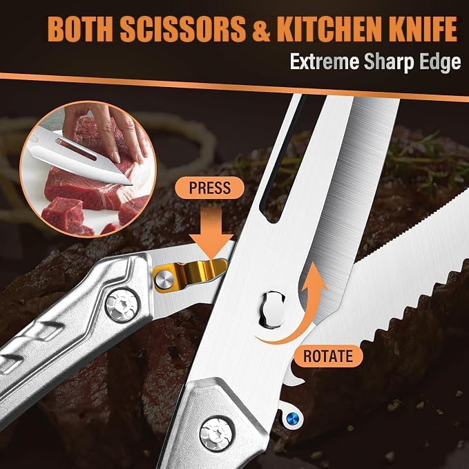 Huusk Heavy Duty Poultry Scissors - Kitchen Scissor for Food Brown