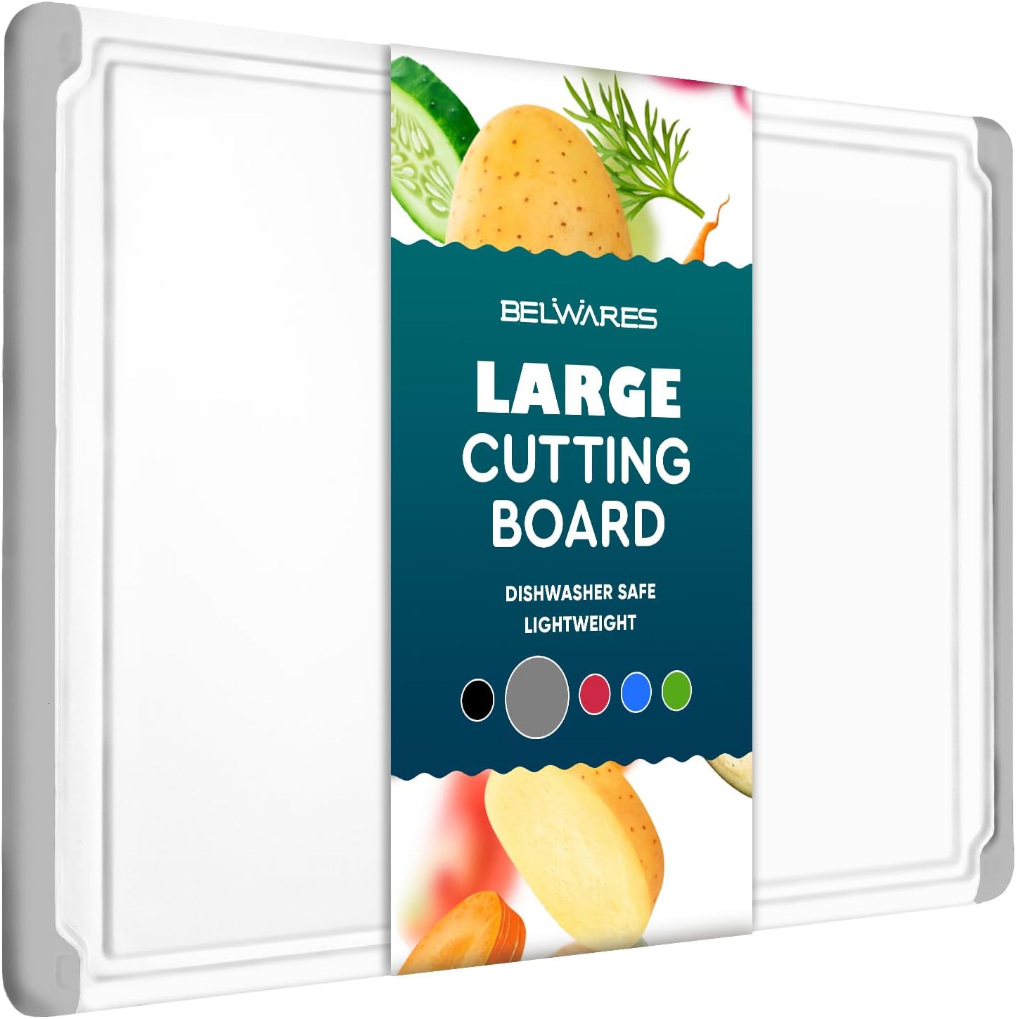 Plastic Cutting Board for Kitchen - Extra Large Cutting Board 18 Inch Reversible Chopping Board, Juice Groove, Non Slip Feet, Dishwasher Safe, BPA Free Large Cutting Board for Meat Vegetables Fruit