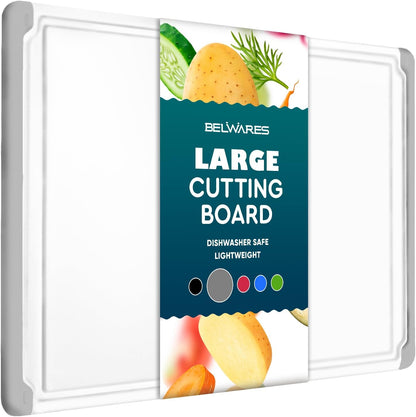 Plastic Cutting Board for Kitchen - Extra Large Cutting Board 18 Inch Reversible Chopping Board, Juice Groove, Non Slip Feet, Dishwasher Safe, BPA Free Large Cutting Board for Meat Vegetables Fruit