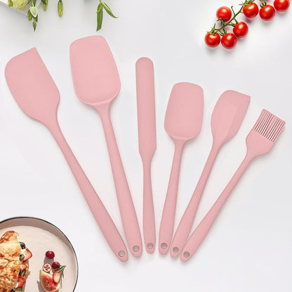 6 Pieces Silicone Spatula Set, Rubber Spatulas Silicone Heat Resistant Spatula Set for Kitchen Use, Food Grade Rubber Spatula with Ergonomic Grip, Cooking, BPA Free Dishwasher Safe(black)