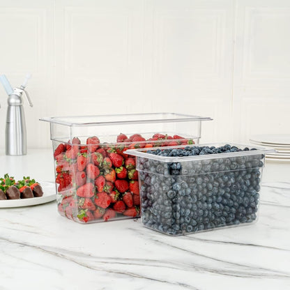 Restaurantware-2.5 Inch Deep Food Pans, 1 1/6 Size Commercial Food Storage Container - Freezable, Break-Resistant, Clear Plastic Cold Pans, Dishwashable, For Kitchens, Restaurants, Or Cafeterias