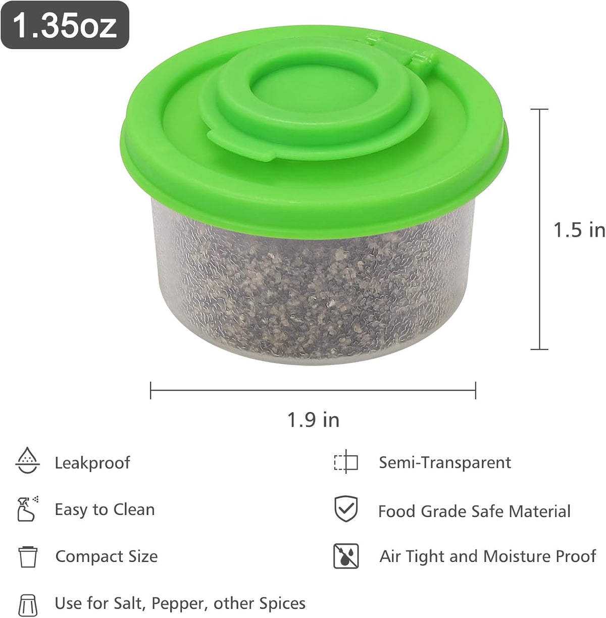 Accmor Salt and Pepper Shakers, Mini Salt Shaker to go Moisture Proof Salt Pepper Shakers Spice Container Dispenser for Camping Picnic Lunch Boxes Travel Kitchen