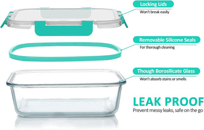 M MCIRCO 24-Piece Glass Food Storage Containers with Upgraded Snap Locking Lids,Glass Meal Prep Containers Set - Airtight Lunch Containers, Microwave, Oven, Freezer and Dishwasher