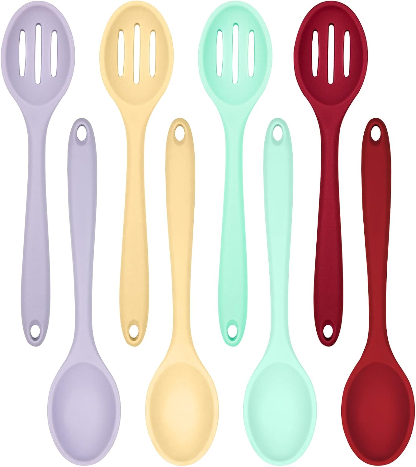 ELANE 8 Pcs Silicone Cooking Utensils Set,Silicone Serving Spoons Cooking Spoons for Nonstick Cookware for Kitchen Salads