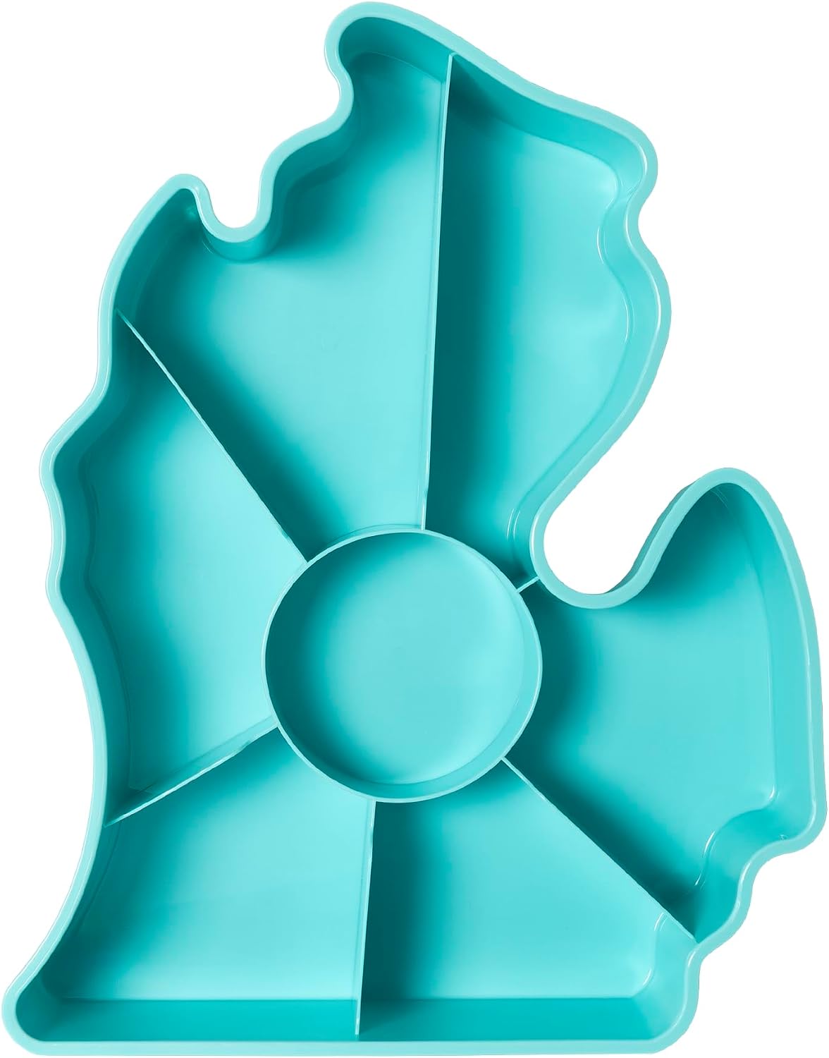 KOLORAE Michigan Serving Tray - Unique 7 Compartment Mitten State Reusable Snack Tray w/Dressing Cup. Great for Entertaining and Storage for Appetizers, Snacks, Chips & Dip