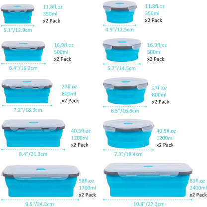 Collapsible Food Storage Containers with Lids, 4 Pack, 40 oz Silicone 1-Compartment Meal Prep Containers Reusable, Lunch Bento Boxes for Adults, Microwave Freezer Dishwasher Safe, BPA-Free, Black