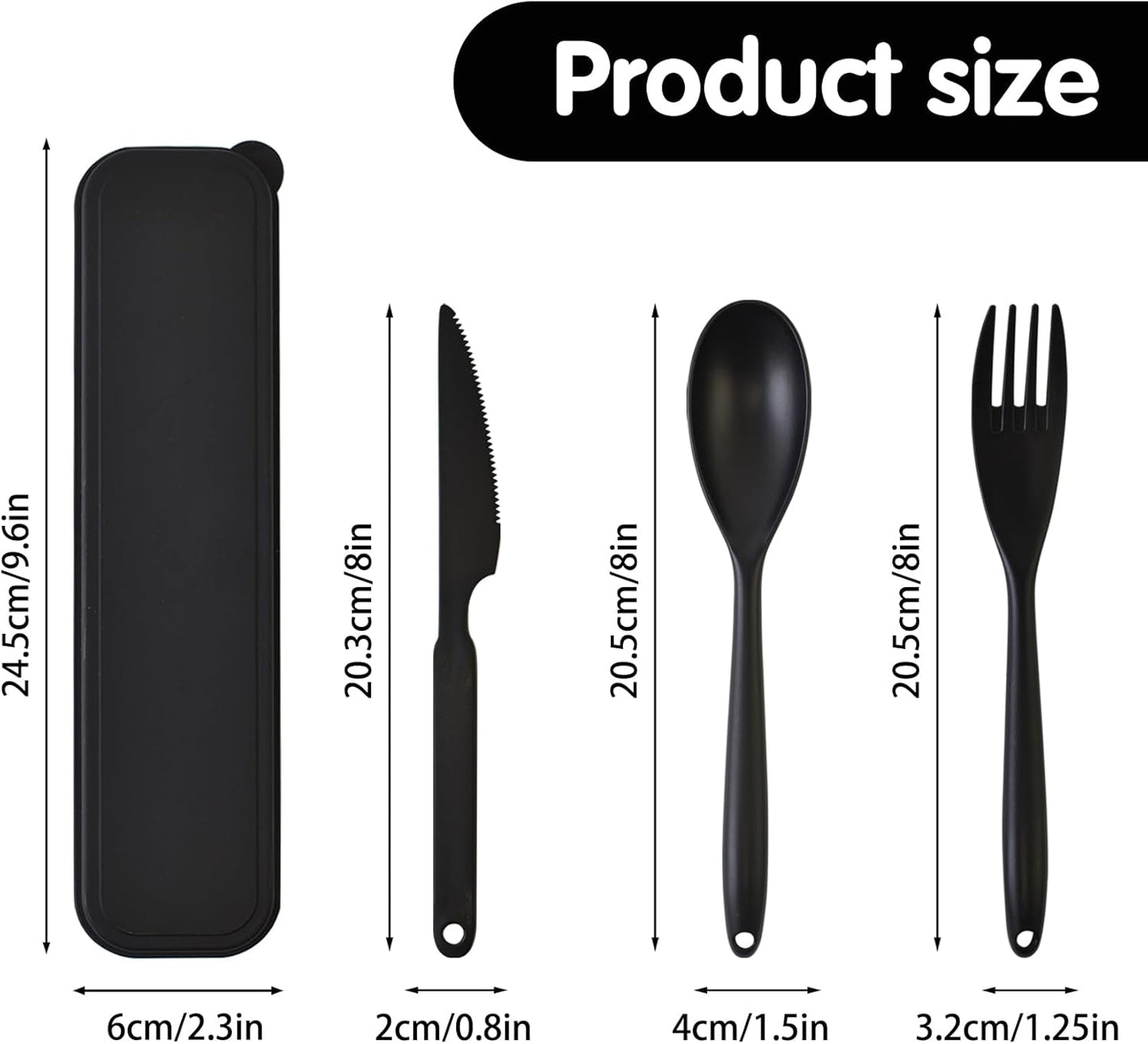 2 Sets Reusable Utensil Set with Case, Portable Plastic Spoons Fork Knife Camping Utensils for Lunch Box Accessories for Kids Adults Travel Picnic Camping Daily Use(Blue, Black)