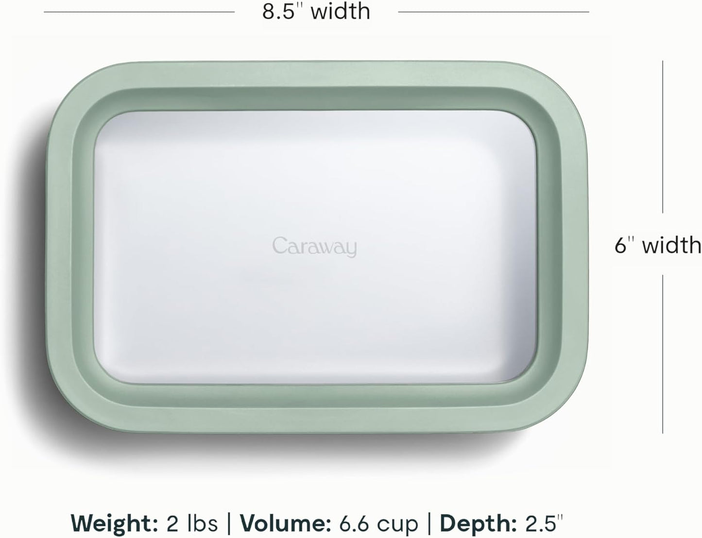 Caraway Glass Food Storage - 4.4 Cup Glass Container - Ceramic Coated - Easy to Store, Non Toxic, Non Stick Lunch Box Container with Lids - Dishwasher, Oven, & Microwave Safe - Mist