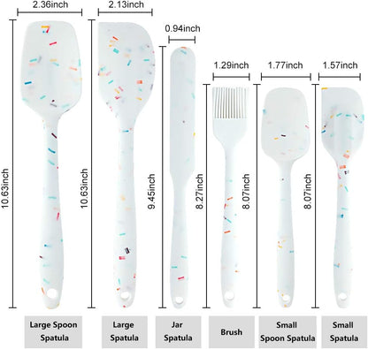 Shebaking Silicone Spatula Set 6 Piece Heat Resistant Rubber Spatulas Set for Baking Cooking and Mixing Kitchen Utensils Seamless One Piece Spatula with Stainless Steel Core Nonstick Dishwasher Safe