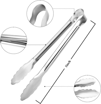 8 Pack Serving Tongs XEVOM Kitchen Tongs,Buffet Tongs, Stainless Steel Food Tong Serving Tong,small tongs (9inch)