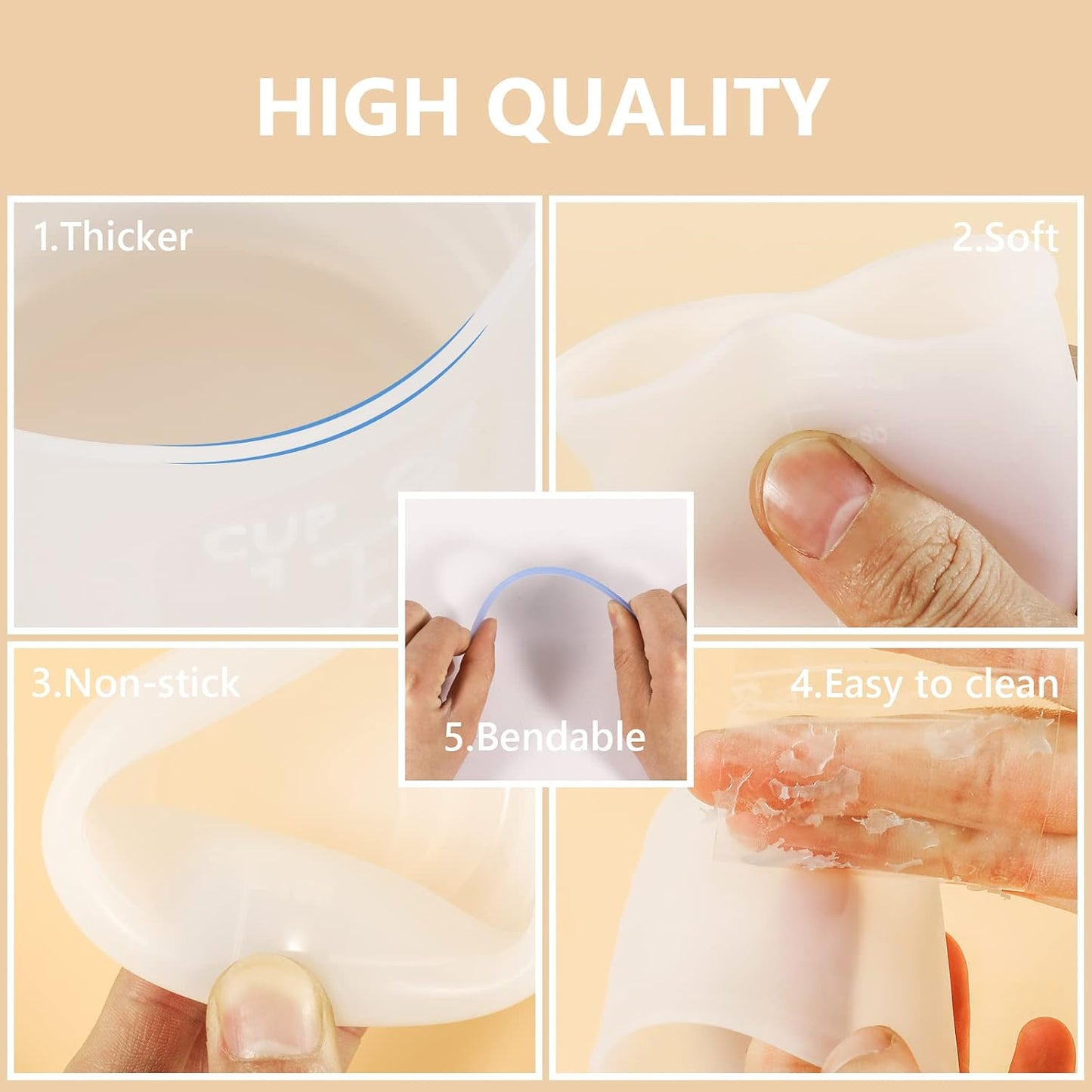 KISREL Silicone Measuring Cups for Resin, Resin Supplies with 600&100ml Cups, Resin Mixing Cups, Silicone Stir Sticks, Epoxy Mixing Cup