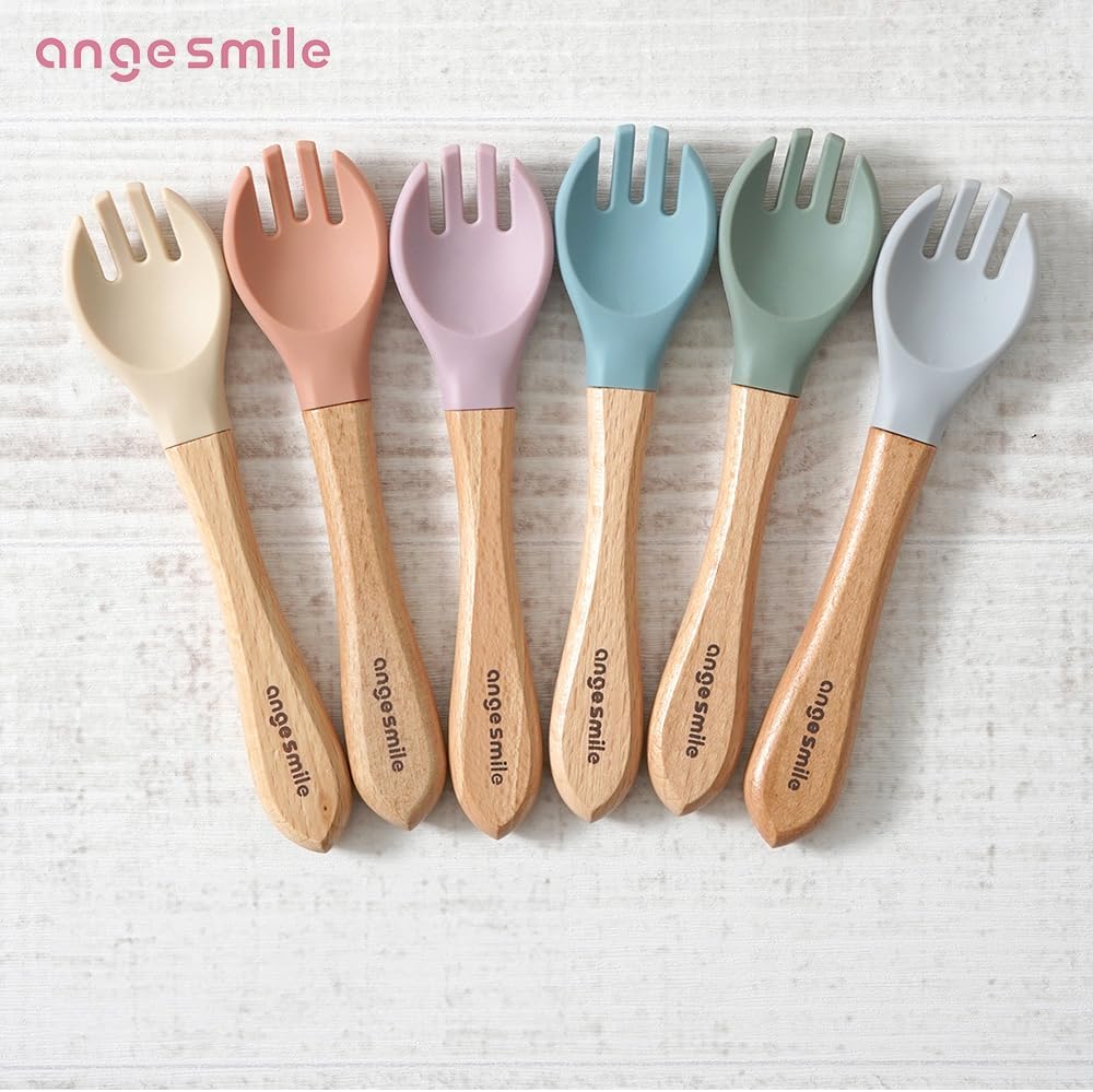 Baby Feeding Essentials Silicone Ange Smile 12 Set Bib, Baby Bowl, Suction Plate, Spoon, Fork Eating Utensils for 6+ Months Kids Toddler Kawaii (Pink)