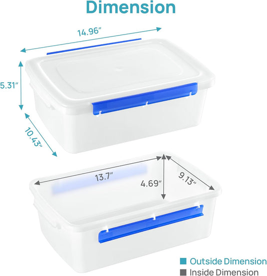 Vtopmart 2 Pcs Pizza Dough Proofing Box with Lids and Latches for 4-6 Balls