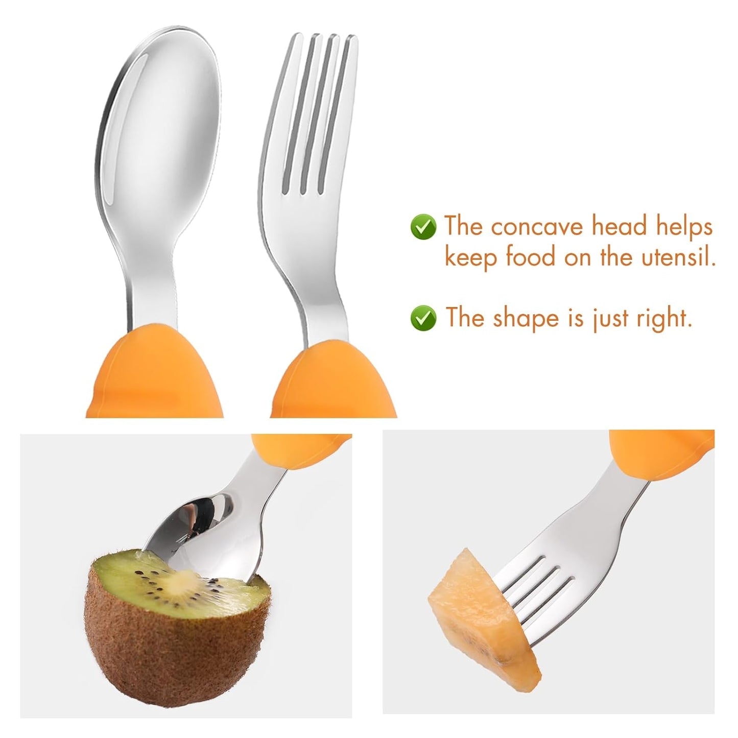 Baby Fork and Spoon Set with Carry Case Baby Training Utensils Self Feeding Toddler Silverware Silicone and Stainless Steel Kids and Toddler Utensil Set-Dinosaur