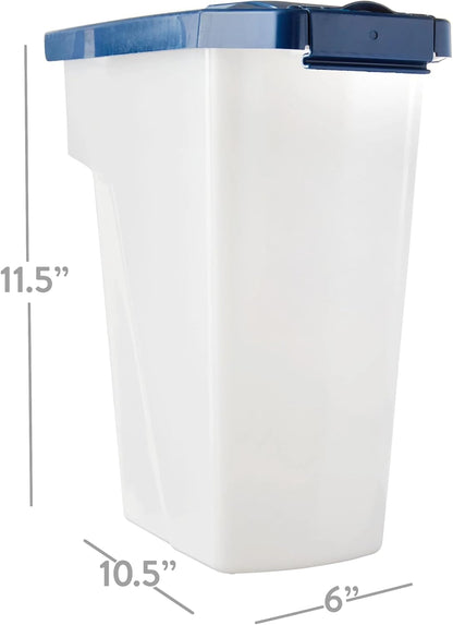 Pet Food Storage Container, Clear and White, 50 lb Capacity, BPA-Free Plastic, Airtight Seal, Flip-Top Lid, Rectangular, 15x12.5x24 Inches (50 lbs)