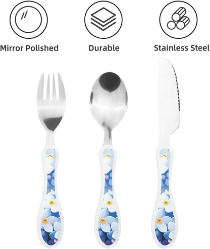 Stainless Steel Kids Silverware Set, Do Not Forget Me Utensil Set Reusable Children Safe Knife Spoon Fork Set With Storage Case Dishwasher Safe For Lunch, Travel Outdoors