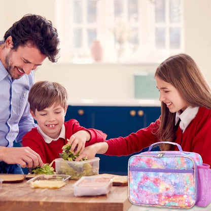 RHCPFOVR Kids Lunch Bag - Insulated Lunch Box for Boys Girls,Washable Lunch Bag and Reusable Toddler Leak-proof Lunchbox for School and Daycare - Colors B