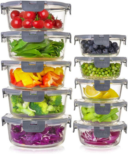 Igluu Meal Prep Glass Containers with Air Vent Lids (5 Pack+Extra Lid) – Airtight & BPA-Free – Oven, Microwave, Freezer and Dishwasher Safe – 28oz – Durable Borosilicate Glass