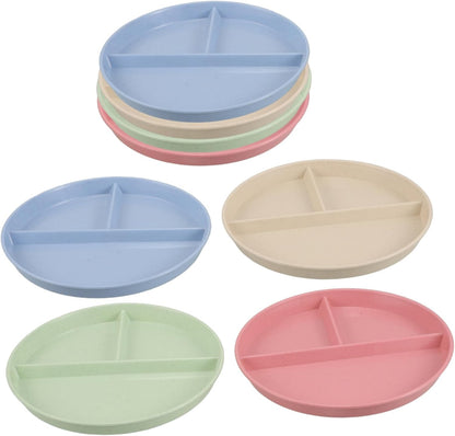 OUNONA 8pcs Divided Food Plate Three-compartment Snack Serving Tray for Control for Fruits Desserts Meal Prep Easy to Clean and Versatile Use