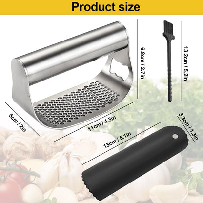 Garlic Press Rocker - 2024 NEW Stainless Steel Garlic Mincer Garlic Crusher with Peeler, New Innovative Garlic Chopper with Peeler and Scraper for Smash Garlic (Black)