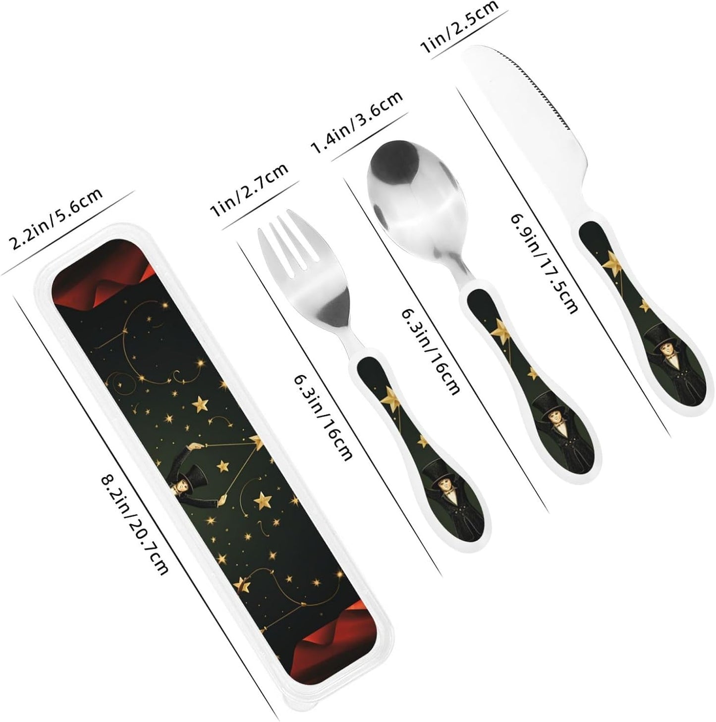 3-Piece Kids Silverware Set With Storage Case, Stainless Steel Reusable Children Safe Knife Spoon Fork Set Blue Active Girl Running Sunset Children Flatware Set For Kids Lunch Box - Colors C