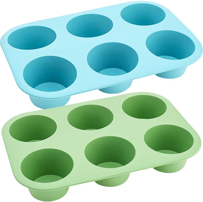 24 Cups Silicone Mini Muffin Pan Set, Nonstick Mini Cupcake Pans, BPA Free Small Muffin Tin for Baking, Set of 2 (Green+Purple)