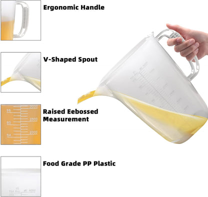 Luvan 34OZ/1000ML Glass Measuring Cup, 4 Cup Glass Measuring Cups With 3 Scales (Ml/Oz/Cup), High Borosilicate Measuring Cup With Handle and V-Shaped Spout, Dishwasher/Freezer/Microwave Safe