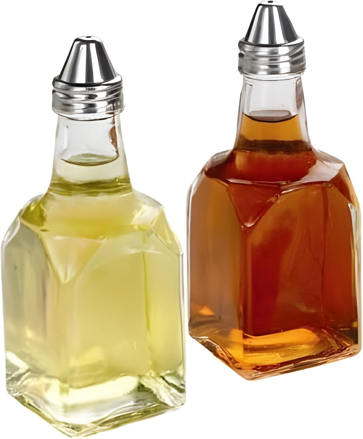 Bexter 2 Pack Oil and Vinegar Cruet Set, 5 oz Glass Oil and Vinegar Dispenser Bottles, Salad Dressing Cruets with Pour Spouts, Refillable Glass Cruet for Kitchen, Dining Table and Condiments