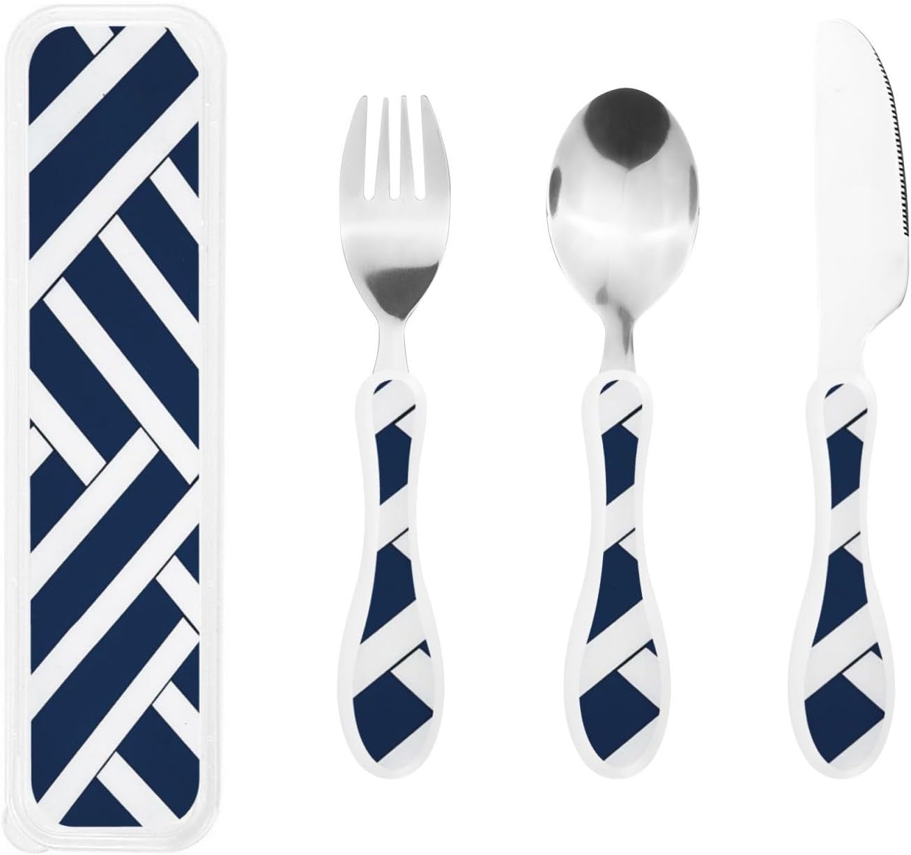 3-Piece Kids Silverware Set With Storage Case, Stainless Steel Reusable Children Safe Knife Spoon Fork Set Blue Active Girl Running Sunset Children Flatware Set For Kids Lunch Box - Colors C
