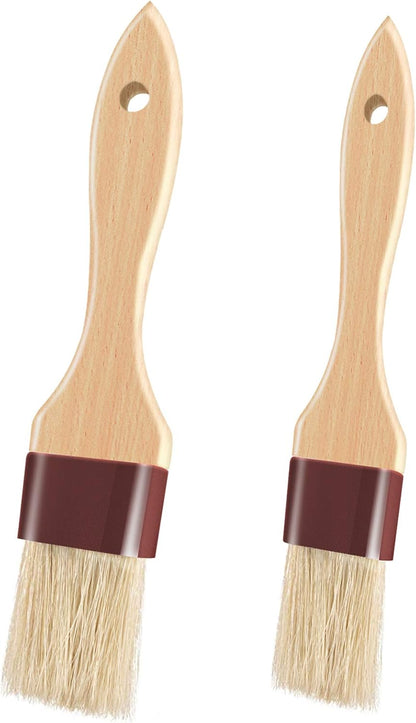 Pastry Brushes for Baking Basting Brush with Boar Bristles and Beech Hardwood Handles Culinary Oil Brush for Barbecue Butter Grill BBQ Sauce Baster Marinade Kitchen Food Cooking Brushes (1 inch)