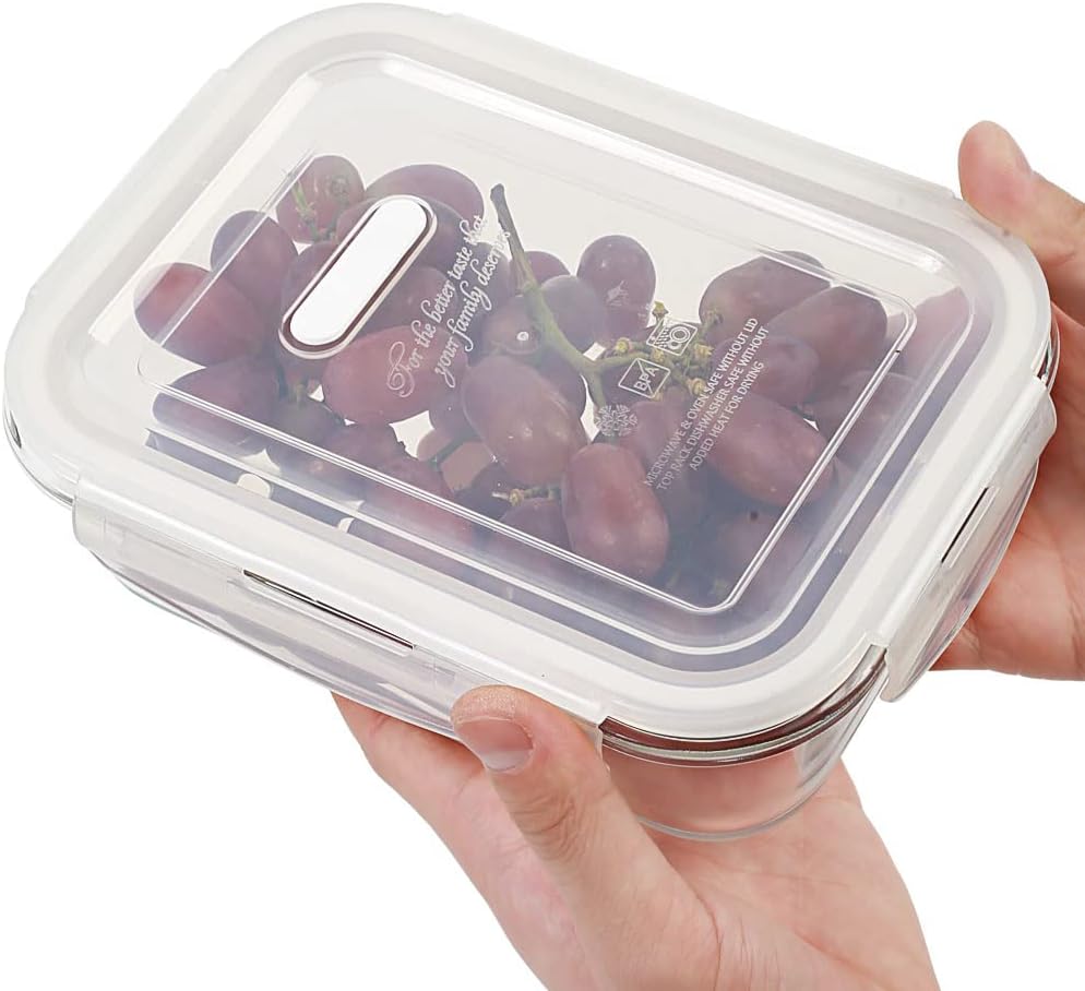 DAS TRUST 5 Pack 36oz Bento Box Glass Meal Prep Container 3 Compartment Glass Food Storage Containers with Lids Meal Prep Bowls Lunch Box Lunch Container for Oven