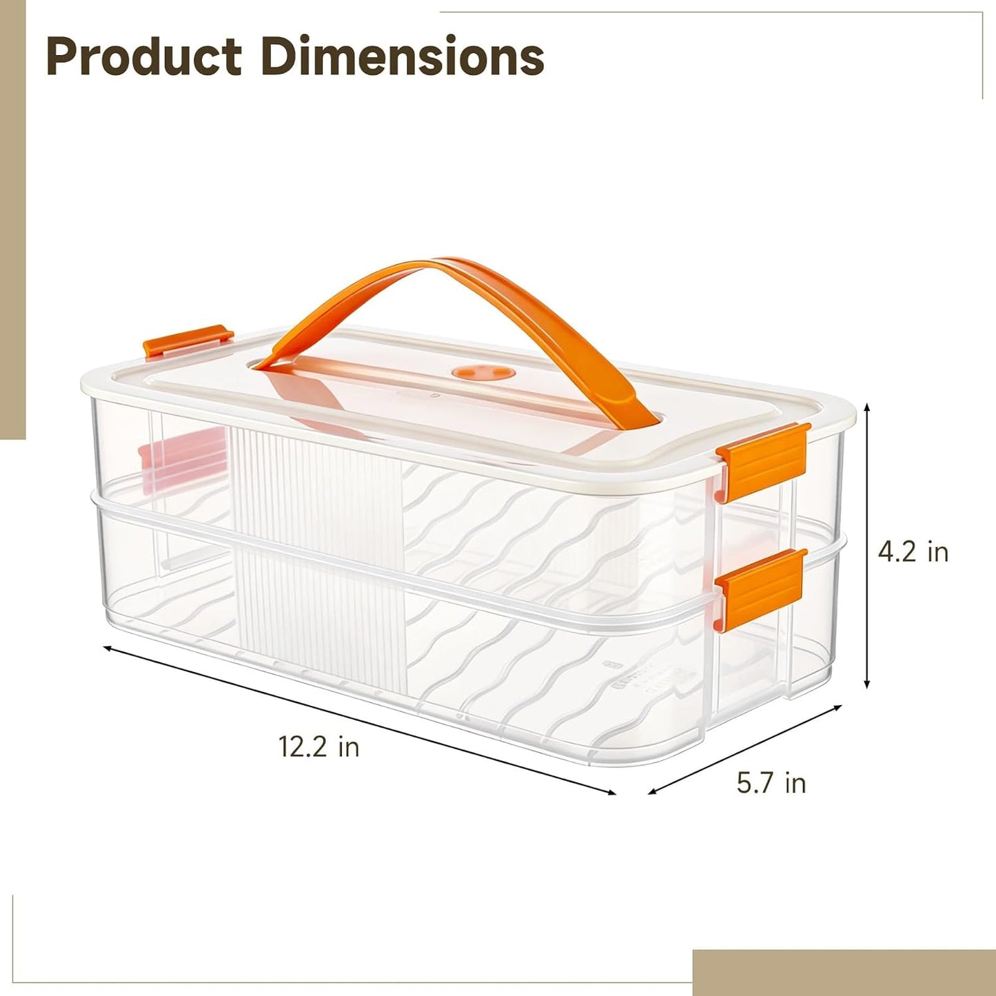 Homaisson Deviled Egg Container with Lid, 3-layer Egg Carrier Trays with 36 Slots, Clear Stackable Storage Container with Handle for Refrigerator, Pantry, Travel, 12.2x4.8x6.7