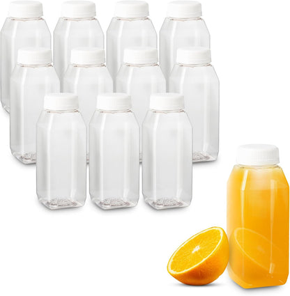 MT Products PET Plastic Juice Bottles 16 oz. - Clear Take-Out Containers (Pack of 12) - Made in USA