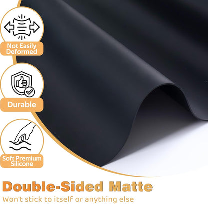 49.2" x 15.7" Large Silicone Mat for Kitchen Counter Protector, Cuttable Silicon Countertop Protector Mat Heat Resistant Mats for Countertop, Cut to Fit Placemat Ship Roll by Foepoge, Black
