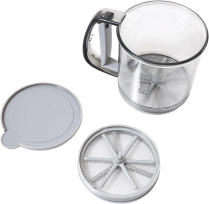 3 Cup Flour Sifter for Baking,Double Layer Flour Sieve with Hand Press