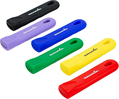Restaurantware Silicone Pan Handle Cover Set 1-Count Heat-Resistant Removable Pan Handle Grips, Ergonomic Non-Slip Green Handle Protectors for Fry Pans and Sauce Pans
