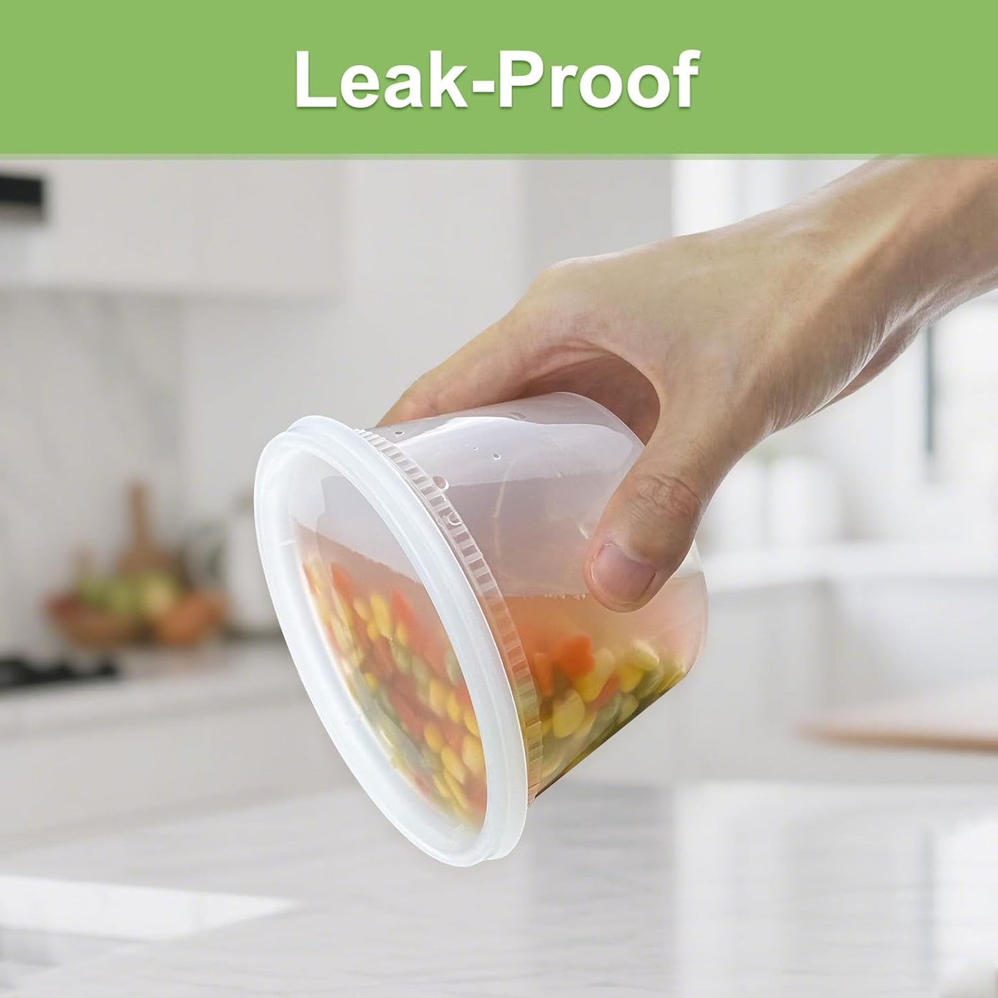 Dipoo 60 Sets (120-Piece) Deli Containers with Lids, 32/16/8 oz X 20 Set Each, Leak-Proof & BPA Free Airtight Takeout Plastic Food Storage Containers for Soup, Freezer/Microwave/Dishwasher Safe