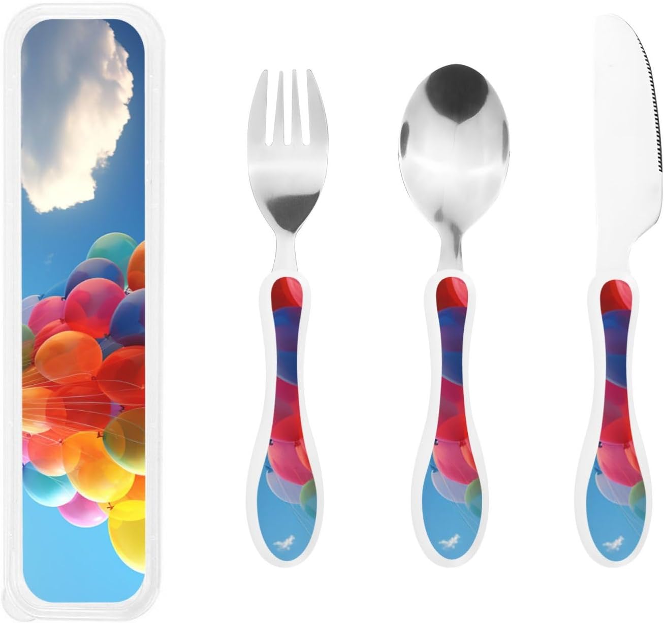 3-Piece Kids Silverware Set With Storage Case, Stainless Steel Reusable Children Safe Knife Spoon Fork Set Blue Active Girl Running Sunset Children Flatware Set For Kids Lunch Box - Colors C