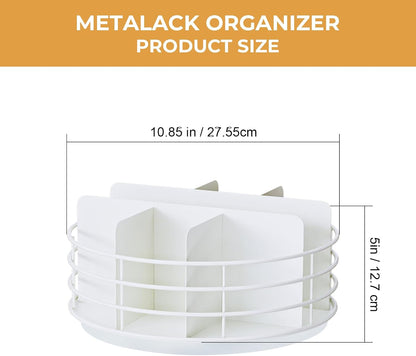 Snack Organizer - Versatile Snack Storage 2 Tier Lazy Susan with Convenient Grab-and-Go Design, Metal Snack Holder for Home, Office, Breakroom, 11.85" L x 11.85" W x 13.3" H (Matte Black)