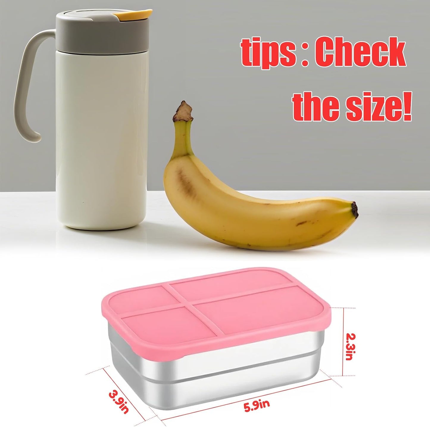 Stainless Steel Snack Containers with Lids 3 Pack, Reusable 4 Compartments Snack Containers Leak-Resistant Storage with 3 Spoons & 3 Forks, Divided Food Storage for Adults, Travel, Home & Office