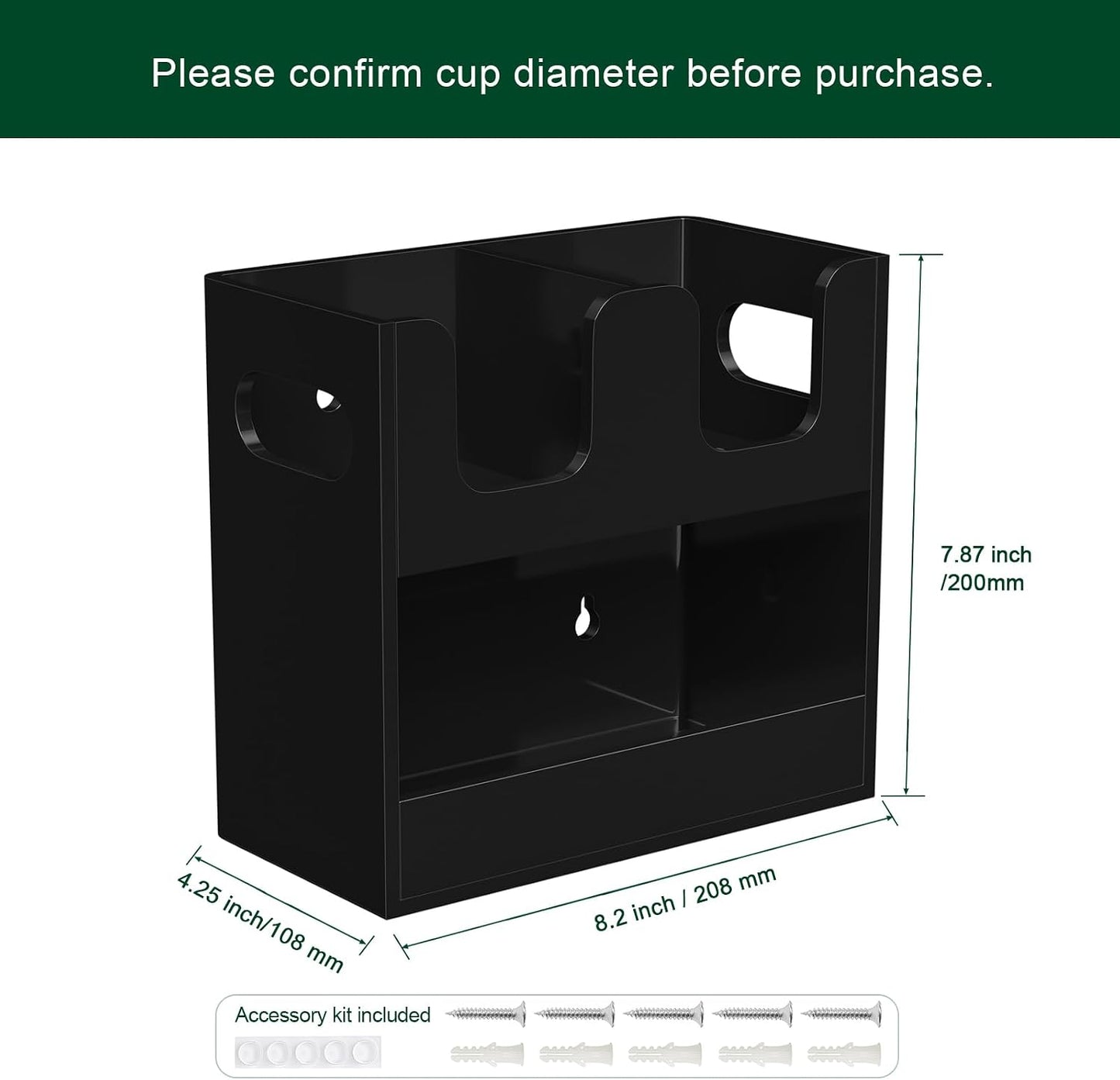 Disposable Coffee Cup Dispenser with Handles, 2-Tier 4 Compartments Clear Acrylic Paper Cup and Lid Storage Organizer for Coffee Bar Kitchen Accessories Restaurant Breakroom Party Supplies