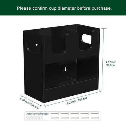 Disposable Coffee Cup Dispenser with Handles, 2-Tier 4 Compartments Clear Acrylic Paper Cup and Lid Storage Organizer for Coffee Bar Kitchen Accessories Restaurant Breakroom Party Supplies
