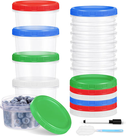 Freezer Storage Containers, 16 Pack 10 oz Plastic Food Storage Containers with Twist Top Lids, Meal Prep Containers for Soup Snack Fruit, BPA Free, Leakproof, Microwave & Dishwasher Safe