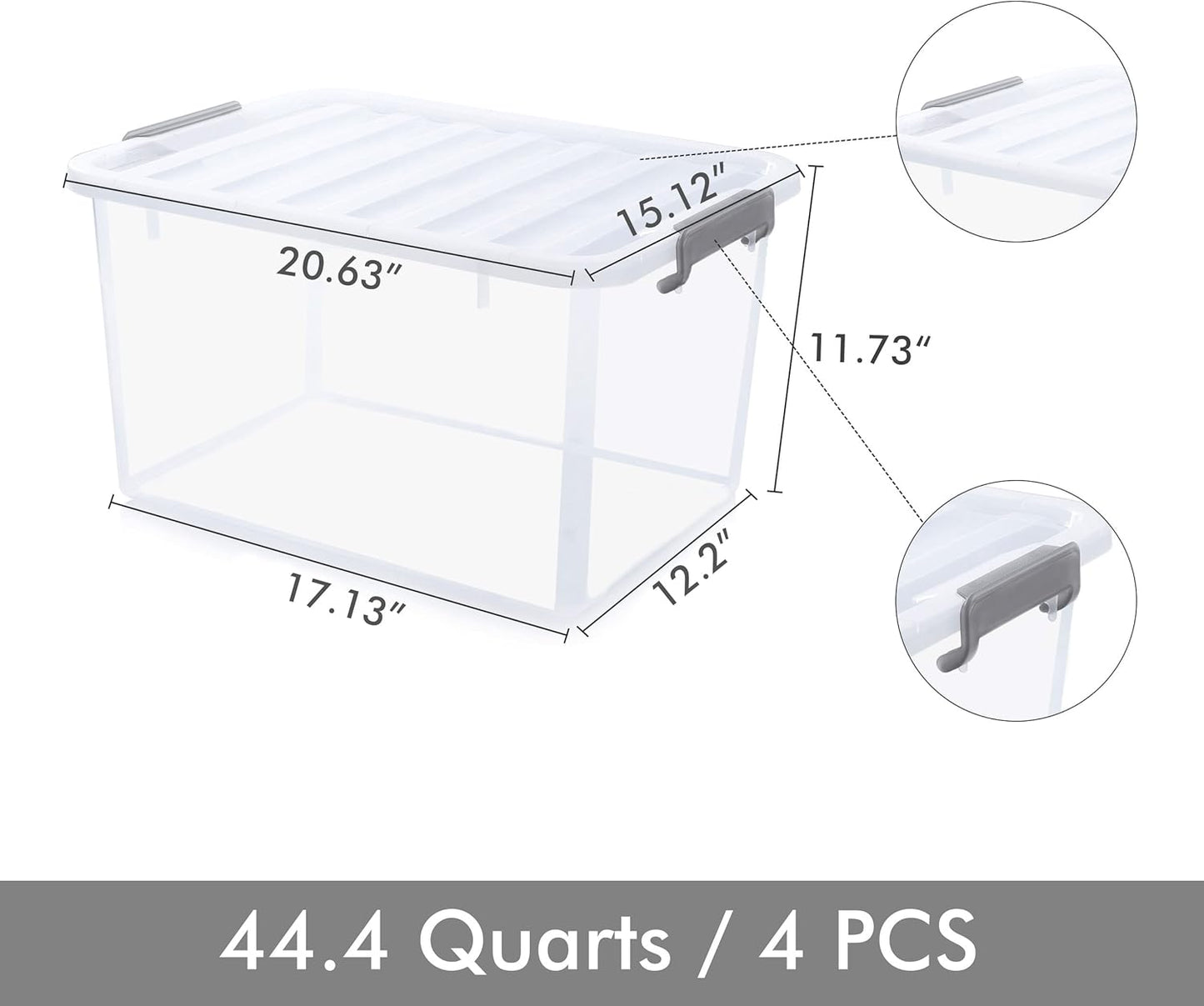 Citylife 32 QT Plastic Storage Bins with Latching Lids Stackable Storage Containers for Organizing Large Clear Storage Box for Garage, Closet, Kitchen, 4 Packs