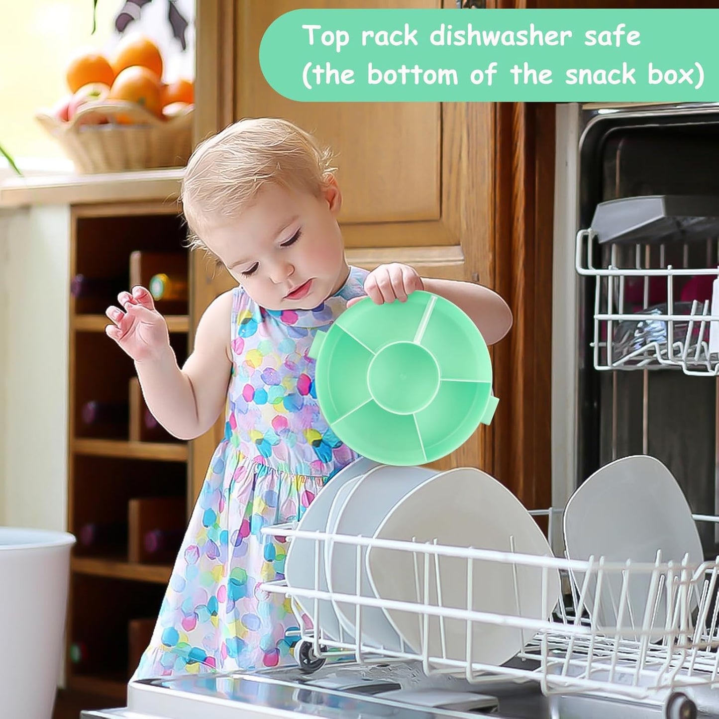 JOOPETALK Kids Reusable Rotating Snack Container with 5 Separate Compartments, Color Matching Opening Lid, BPA/PVC-Free, Dishwasher Safe, Perfect for Travel, School Lunches & On-the-Go Snacking-Purple